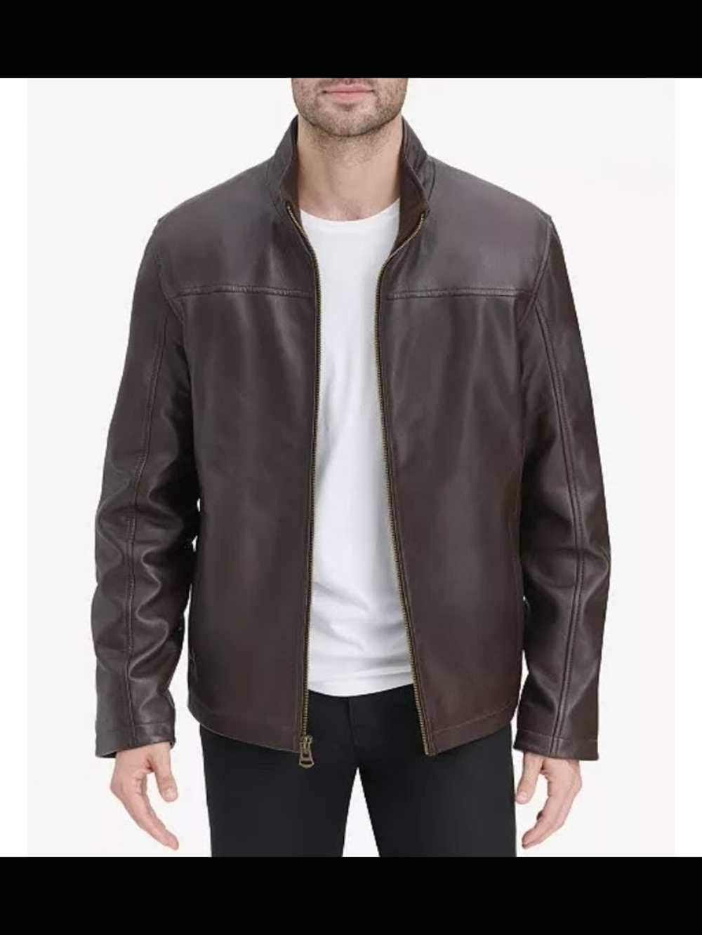 Men's Brown Smooth Leather Jacket Size XL